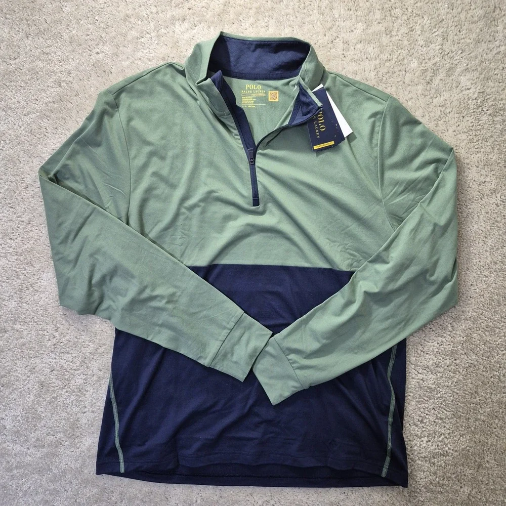 Polo Ralph Lauren Performance Pullover Top Mens Large Green Stretch Outdoor Golf